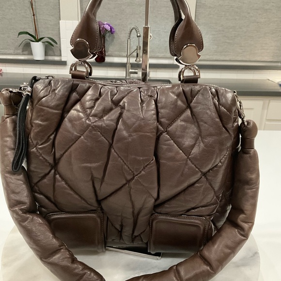 Moncler Brown Leather Made in Italy 2 Way Bag EUC - Picture 4 of 14